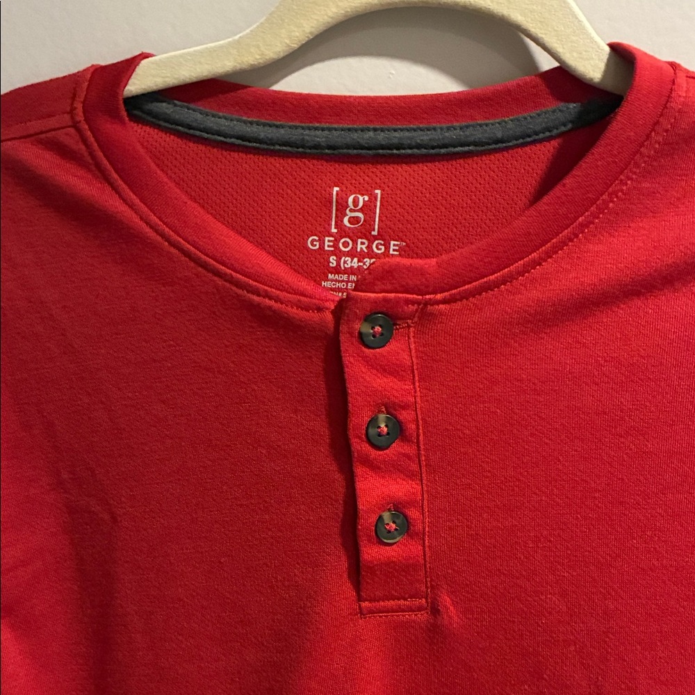 George Bright Red Short Sleeve Henley - Picture 3 of 4